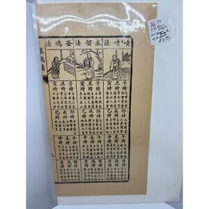 Antique Chinese Almanac Page Woodblock Print Fortune‎ Telling Art Decor